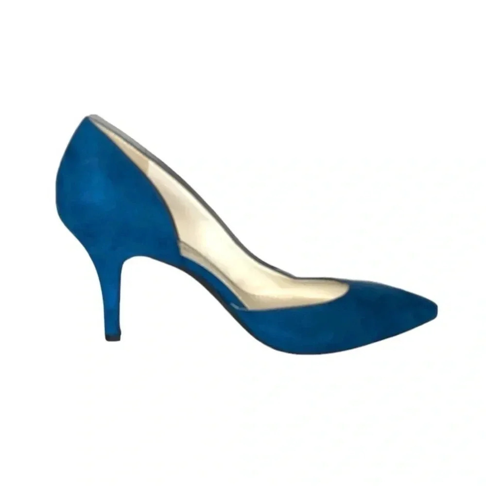 ANNE KLEIN | iflex 1551 Combat Blue Suede Pump Heel Size 9M (NWOB)